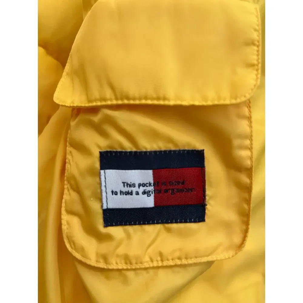 Vintage Y2K Tommy Hilfiger Jeans Yellow Puffer Coat Women's Size Medium Preppy